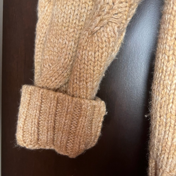 Lands' End Tan Cowl Neck Cable Knit Sweater Academia Fishetman Coast Grandpa - Picture 7 of 8